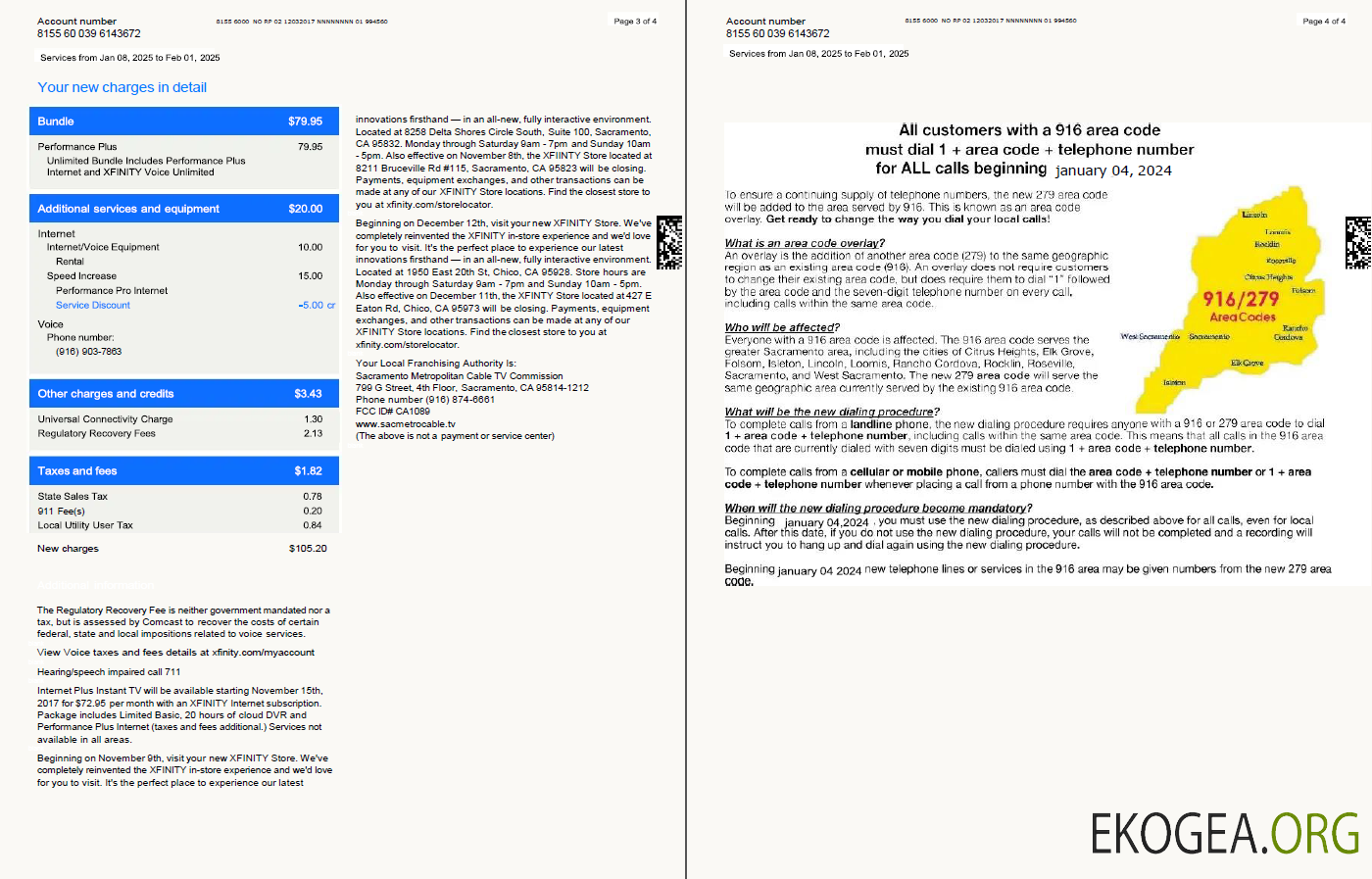 Usa Xfinity utility bill template in word and pdf formats, 4 pages, version 3, 3 4 pages template